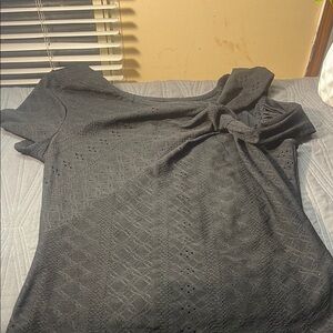 Black Short Sleeve Top with Bow Detail